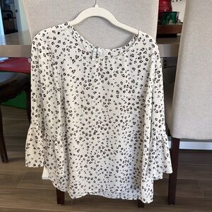 Leopard print blouse with flouncy arms. 100% polyester